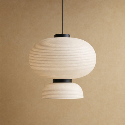 Lampe Papier de Riz Suspension 2 Volumes E27 Karuvia - Azeniah