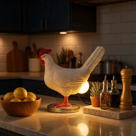Lampe Poule Décorative - Résine Champêtre | Gallivana - vue 2 | Azeniah