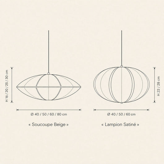Lampion Japonais Suspension Soie Ø 40 à 80 cm Sétalya - Azeniah