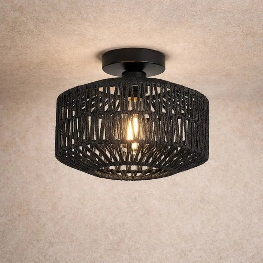 Luminaire Plafond Rotin - Fibre Bohème | Rilena - vue 2 | Azeniah