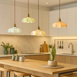 Luminaire Suspendu Laiton - Verre Ondulé | Auraïs