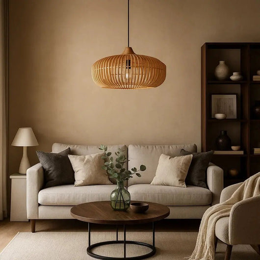 Luminaire Suspension Bois - Voile Tressé | Japana - vue 4 | Azeniah