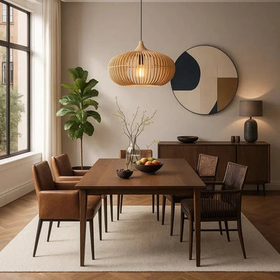 Luminaire Suspension Bois - Voile Tressé | Japana - vue 3 | Azeniah