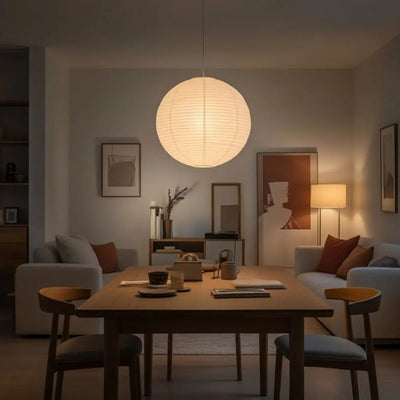 Luminaire Suspension Boule - Voile Tissé | Karya - vue 3 | Azeniah