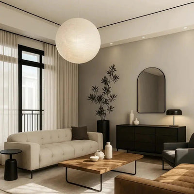 Luminaire Suspension Boule - Voile Tissé | Karya - vue 5 | Azeniah