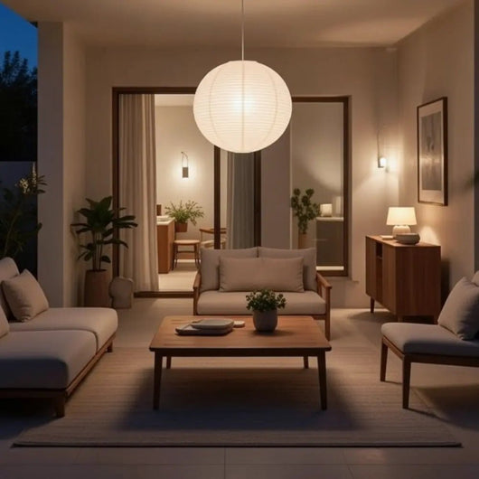 Luminaire Suspension Boule - Voile Tissé | Karya - vue 7 | Azeniah