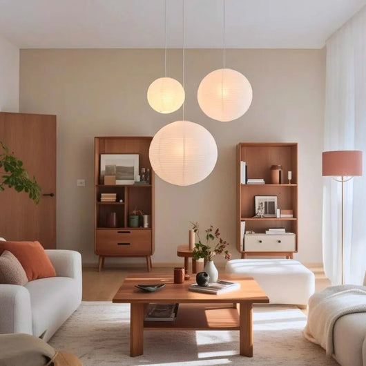Luminaire Suspension Boule - Voile Tissé | Karya - vue 6 | Azeniah