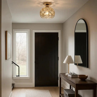 Luminaire Suspension En Verre - Éclat Doré | Glowtalia