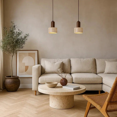 Luminaire Suspension Travertin - Marbre Brut | Tavernia - vue 5 | Azeniah