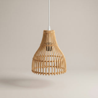 Lustre Bambou Tressé Ø 24 cm Cuisine et Îlot | Ilonya