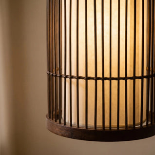 Lustre En Rotin Tressé Abat-Jour Tissu Bohème | Cannira