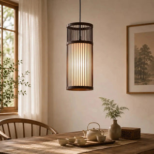 Lustre En Rotin Tressé Abat-Jour Tissu Bohème | Cannira