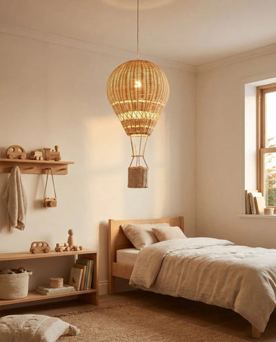 Lustre Montgolfière Rotin LED Chambre Bébé Balnora - Azeniah