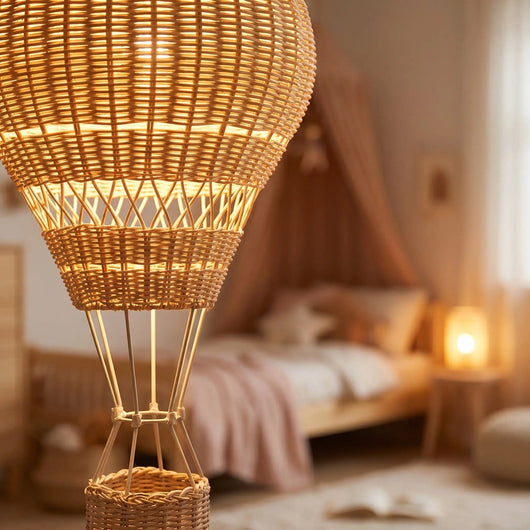 Lustre Montgolfière Rotin LED Chambre Bébé Balnora - Azeniah