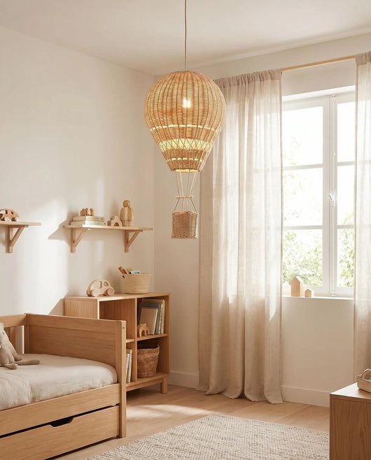 Lustre Montgolfière Rotin LED Chambre Bébé Balnora - Azeniah