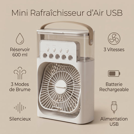 Caractéristiques du mini rafraîchisseur d'air USB Tisselia