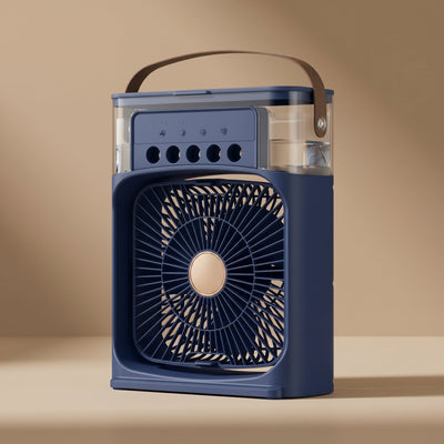 Mini rafraîchisseur d'air USB Tisselia coloris bleu sur fond beige