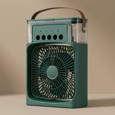 Mini rafraîchisseur d'air USB Tisselia coloris vert sur fond beige