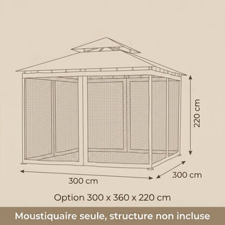 Moustiquaire de Tonnelle 3x3 m 4 Côtés Zippée Anti-Insectes | Brizaly
