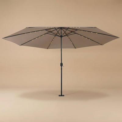Parasol de jardin LED rectangulaire taupe Solyra, vue produit