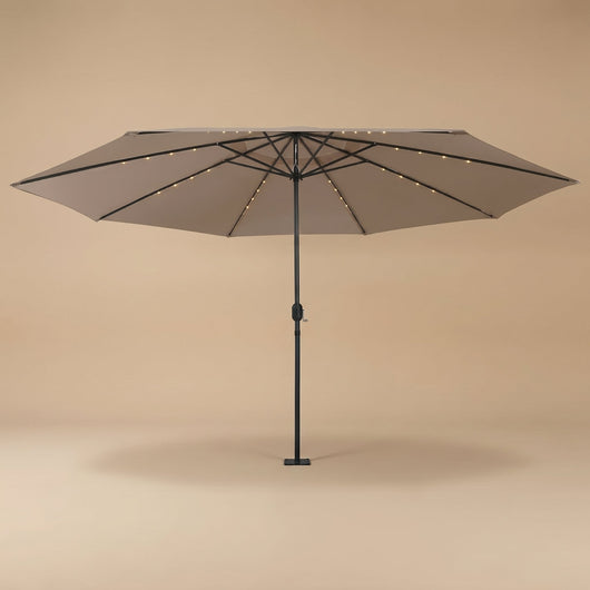 Parasol de jardin LED rectangulaire taupe Solyra, vue produit