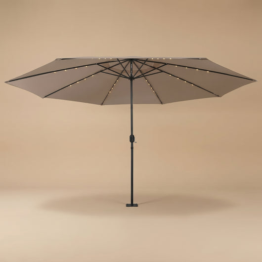 Parasol de jardin LED rectangulaire taupe Solyra, vue produit