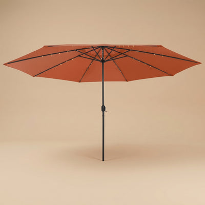 Parasol de jardin LED rectangulaire terracotta Solyra, vue produit