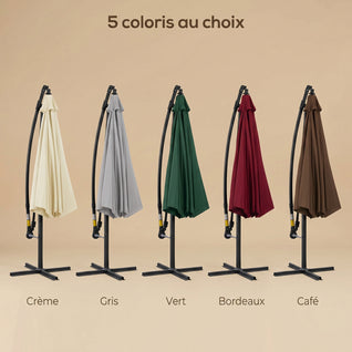 Parasol Déporté Inclinable Ø2,95 m Base Croisée 5 Coloris | Calvane