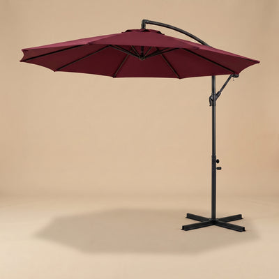 Parasol déporté Calvane coloris bordeaux, packshot
