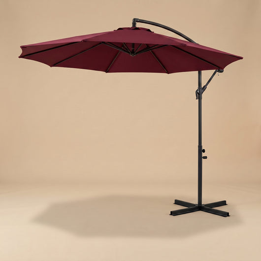 Parasol déporté Calvane coloris bordeaux, packshot