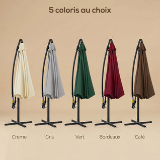 Parasol Déporté Inclinable Ø2,95 m Base Croisée 5 Coloris | Calvane