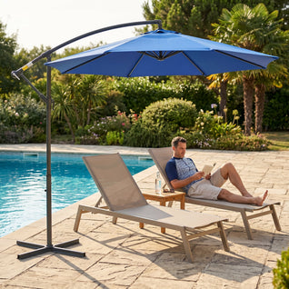 Parasol Déporté Octogonal Ø3 m Inclinable Pied en Croix | Ombrys
