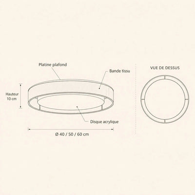 Plafonnier Beige Halo de Tissu Feutré, Ø 40 à 60 cm Doucéla - Azeniah