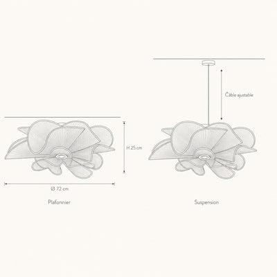Plafonnier Fleur Éclosion Plissée, Ø 72 cm Blomina - Azeniah