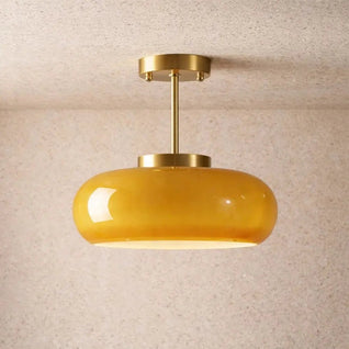 Plafonnier Luminaire Doré - Verre Opale | Skandera