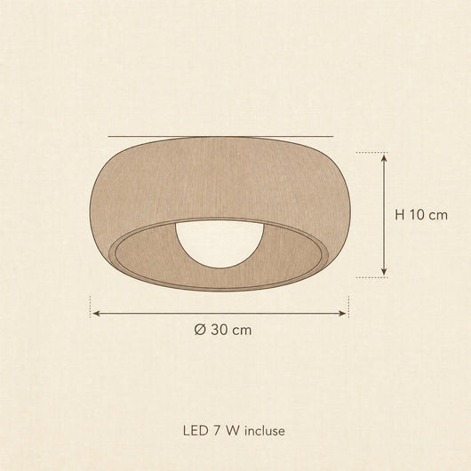 Plafonnier Rétro LED Effet Grain de Bois Ø 30 cm Nocérya - Azeniah