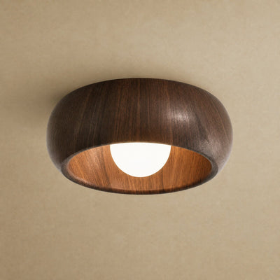 Plafonnier Rétro LED Effet Grain de Bois Ø 30 cm Nocérya - Azeniah