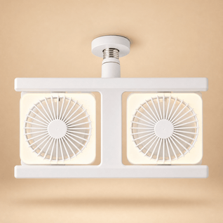 Plafonnier Ventilateur Double LED E27, 2 Têtes Orientables | Gemelys