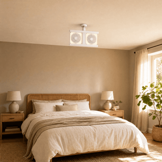 Plafonnier Ventilateur Double LED E27, 2 Têtes Orientables | Gemelys