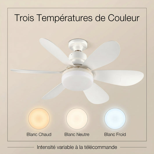 Plafonnier ventilateur LED Yselia trois temperatures de couleur
