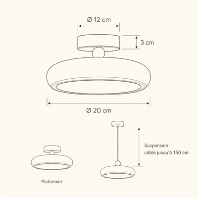 Plafonnier Verre Coloré LED Intégrée Ø 20 cm Prisméa - Azeniah