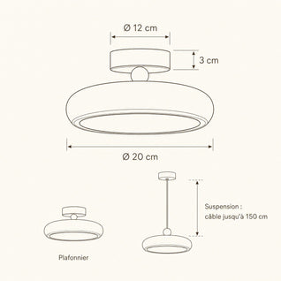 Plafonnier Verre Coloré LED Intégrée Ø 20 cm | Prisméa