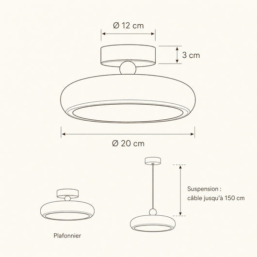 Plafonnier Verre Coloré LED Intégrée Ø 20 cm Prisméa - Azeniah