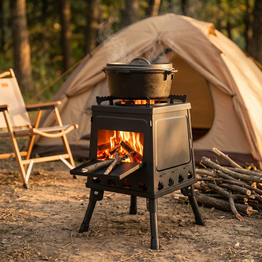 Réchaud de camping à bois Rovnak avec marmite au campement