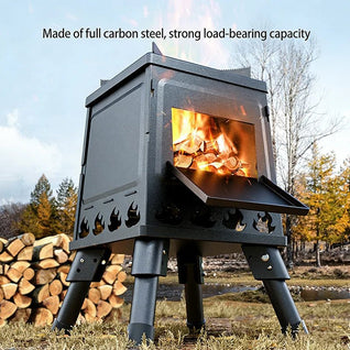 Poêle à Bois Camping Pliable Acier 22x22x35 cm Sac Inclus | Rovnak