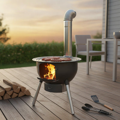 Poêle à Bois Extérieur - Acier Rustique | FoyerNomade