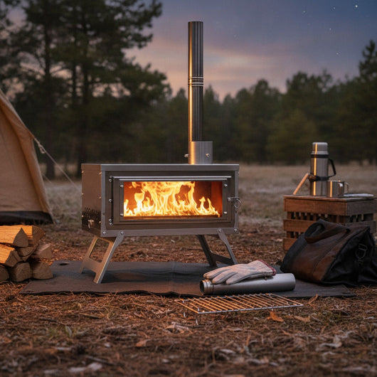 Poêle à bois portable pliable pour camping et extérieur - Combustion secondaire