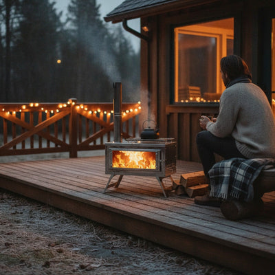 Poêle à bois portable pliable pour camping et extérieur - Combustion secondaire