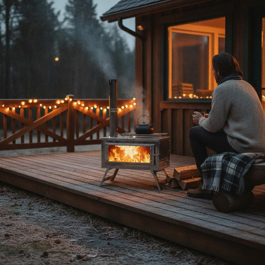 Poêle à bois portable pliable pour camping et extérieur - Combustion secondaire