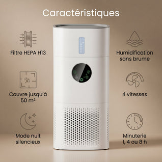 Purificateur d'Air 2 en 1 Humidificateur Filtre HEPA H13 | Imbrys
